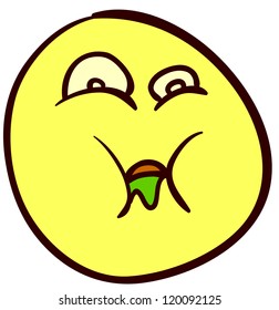 Emotional funny smiley. Done in comic doodle style.