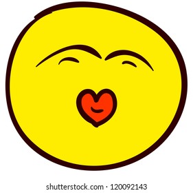 Emotional funny smiley. Done in comic doodle style.
