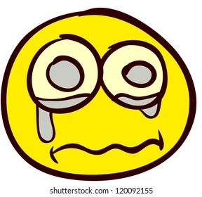 Emotional funny smiley. Done in comic doodle style.