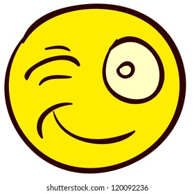 Emotional funny smiley. Done in comic doodle style.