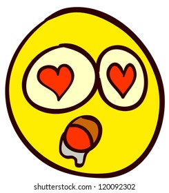 Emotional funny smiley. Done in comic doodle style.
