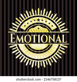 Emotional gold shiny emblem. Vector Illustration. Detailed. 