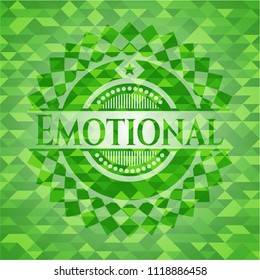 Emotional green emblem with mosaic background