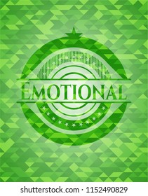 Emotional green emblem with mosaic background