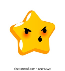 Emotional grumpy faces star smiles. Vector illustration smile icon. Face emoji yellow icon. Smile cute funny emotion face isolated background. Feelings, expression for message, sms.