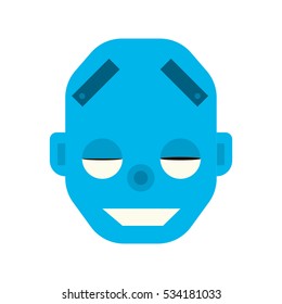 Emotional happy robot head in cartoon style. robot joy