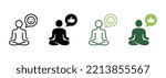 Emotional Harmony Balance Silhouette and Line Icon. Wellbeing Calm Rest Pictogram. Emotion Smile, Training Relax in Yoga Lotus Pose Icon. Good Mental State. Editable Stroke. Vector Illustration.