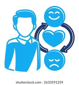 Emotional Healing icon represented by man, emoticon happy Dualtone style.