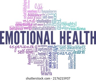 Emotional Health word cloud conceptual design isolated on white background.