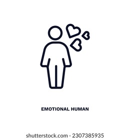 emotional human icon. Thin line emotional human icon from feeling and reaction collection. Outline vector isolated on white background. Editable emotional human symbol can be used web and mobile