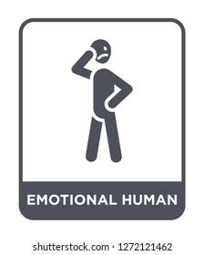 emotional human icon vector on white background, emotional human trendy filled icons from Feelings collection, emotional human simple element illustration