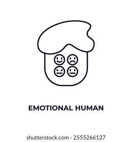 emotional human outline icon. Linear vector from feelings concept. Thin line emotional human icon isolated on white background