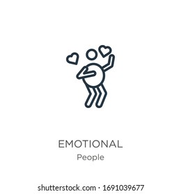 Emotional icon. Thin linear emotional outline icon isolated on white background from people collection. Line vector sign, symbol for web and mobile