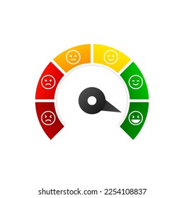 Emotional icons indicating quality, level, rating. Business indicators concept. Grades of different levels, such as bad, normal, good, excellent. Vector illustration.