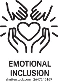 Emotional Inclusion Icon Logo – Heart and Hands Symbol for Empathy, Belonging, and Mental Wellness Awareness