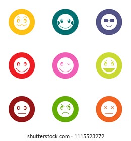Emotional install icons set. Flat set of 9 emotional install vector icons for web isolated on white background