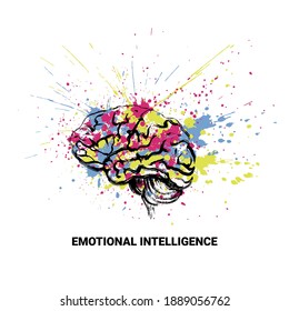 Emotional intellect. Conceptual art image with bright blots. Vector illustration