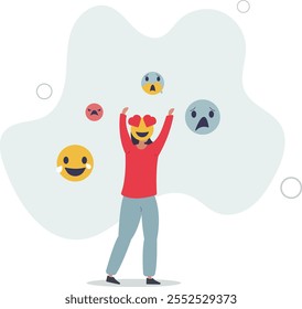 Emotional intelligence and ability to read emotions.Psychological feeling with mental understanding about emotional expression.flat characters.