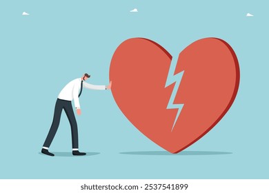 Emotional intelligence, ability to understand feelings, mental health, keep balance between mind and emotions, separate work and personal life, emotional burnout, upset man near broken heart.