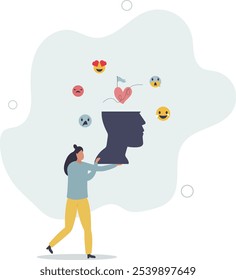 Inteligência emocional como a capacidade de entender sentimentos. personagens planos.