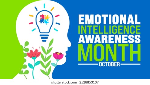 El fondo del Mes de Concientización de la Inteligencia Emocional o la Plantilla de diseño de Anuncio se observa cada año en octubre. Concepto de Festiva. Plantilla para tarjeta, cartel, cartel, Plantilla.