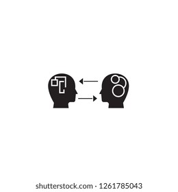 Emotional intelligence black vector concept icon. Emotional intelligence flat illustration, sign