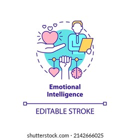 Emotional intelligence concept icon. Communicate effectively at work. HR skills abstract idea thin line illustration. Isolated outline drawing. Editable stroke. Arial, Myriad Pro-Bold fonts used