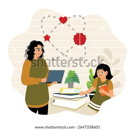 Emotional intelligence concept. A teacher provides guidance to students on a deep understanding of emotions and empathy.