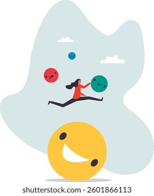 Emotional intelligence, control feeling or emotion, psychology to be success or balance of anxiety and happiness.character for design
