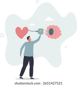 Inteligência emocional, EI ou controle sentimentos e emoção com pensamento lógico cérebro, vida de caráter .