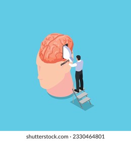 Emotional intelligence. Emotions turn on and off isometric 3d vector illustration concept for banner, website, illustration, landing page, flyer, etc