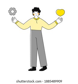 Emotional intelligence in flat style. Technology background.