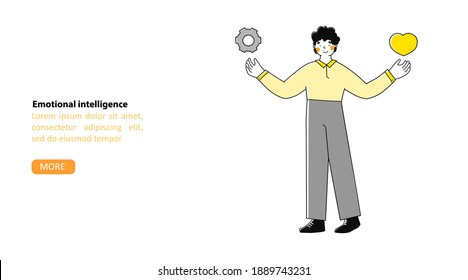Emotional intelligence in flat style. Technology background.