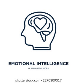emotional intelligence icon from human resources collection. Thin linear emotional intelligence, love, human outline icon isolated on white background. Line vector emotional intelligence sign, symbol 