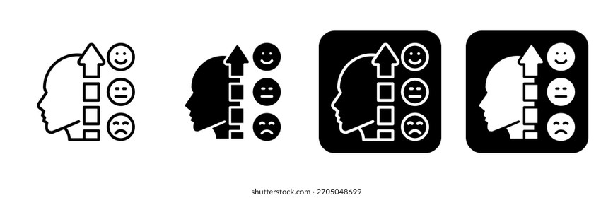 Línea de iconos de inteligencia emocional y Colección de estilo de relleno negro