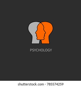 Emotional Intelligence. Icon Psychology. Logo Psychologist. Two Male Profiles. Vector