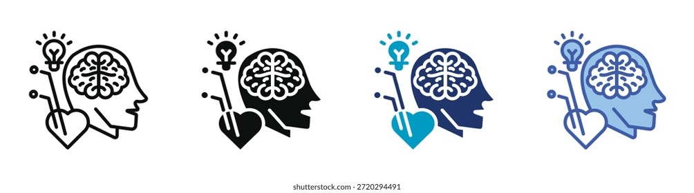 Conjunto De Iconos De Inteligencia Emocional Que Consiste En La Ilustración vectorial De Estilos Múltiples