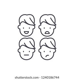 Emotional intelligence line icon concept. Emotional intelligence vector linear illustration, symbol, sign