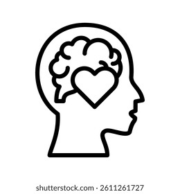 Emotional Intelligence Line Vector Illustration On White Background.