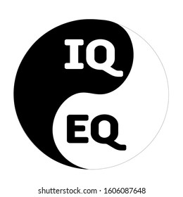 Emotional intelligence and logical intelligence in equality. optimal ratio of EQ and IQ. EPS 10.  
Flat vector illustration  Isolated on white background