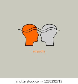 Emotional intelligence, logo two human profiles, coaching icon, psychologist, empathy symbol, psychiatrist, therapy, psychology sign. Vector illustration