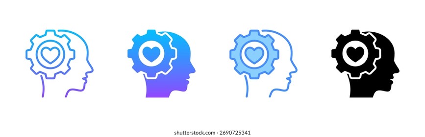 Conjunto de iconos de estilo múltiple de inteligencia emocional