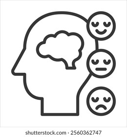 Emotional Intelligence Outline Icon Vector Illustration