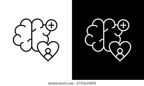 Diseño de conjunto de iconos blancos de contorno de inteligencia emocional