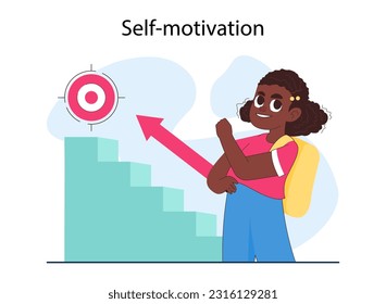 Emotional intelligence. Positive aspects of emotional intelligence, EQ development. Child with deep understanding of emotions and self-motivation. Flat vector illustration