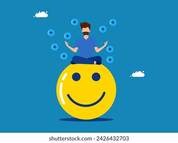 Inteligencia emocional. Hombre positivo equilibrando la sonrisa 