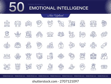 Icono de trazo de Inteligencia Emocional. Conjunto de iconos de línea de inteligencia emocional. paquete de iconos de trazo editable. Línea, delgado, Paquete de icono de estilo lineal. Totalmente personalizable
