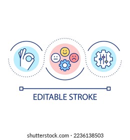 Emotional intelligence training loop concept icon. Improving EQ abstract idea thin line illustration. Self management. Intelligence quotient. Isolated outline drawing. Editable stroke. Arial font used