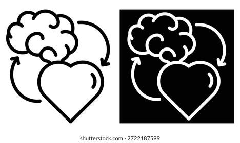Inteligencia emocional Versión de dos tonos en fondo blanco y negro