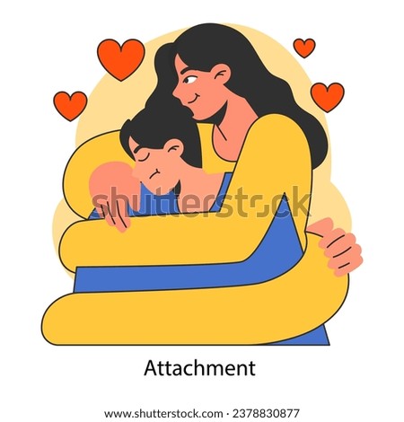 Emotional intelligence. Unhealthy attachment. Avoidant or fearful attachment style in a romantic relationship. Frustrated man and clingy woman showing affection. Flat vector illustration